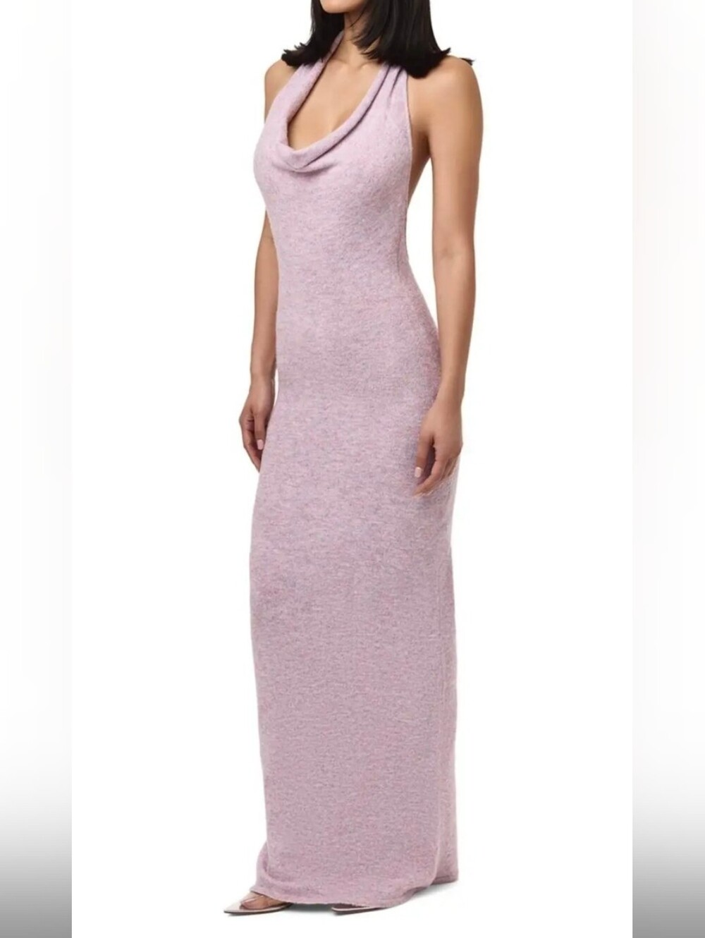 Naked Wardrobe Boucle Knit Halter Maxi Dress Lilac Size Small